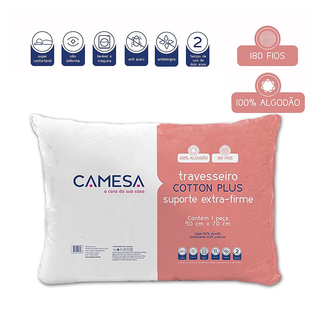 Travesseiro Suporte Extra-Firme 50X70Cm Cotton Plus