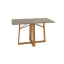 Ver imagem 1 de Mesa Multiuso Cozinha Elma Premium Madeira Maciça c/ Tampo Madeirado c/ Vidro 160x90cm Carvalho/