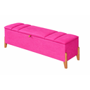 Ver imagem 1 de Recamier Calçadeira Baú para Quarto Pés em Madeira Luxo Decorativo Estofado Queen 160 Cm Rosa Pink e