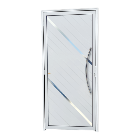 Porta Alumínio Lambril Duna c/Puxador D.Branco 90 Brimak