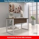 Ver imagem 2 de Mesa Escritório P25 Tub Pandin 90 Cm (larg) Tampo Mdp Walnut Pé Aço Tubular Cinza