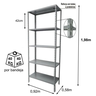 Estante de Aço com 05 Bandejas 58 cm (22/18) – 1,98×0,92×0,58m – AMAPA – 11107 - 1