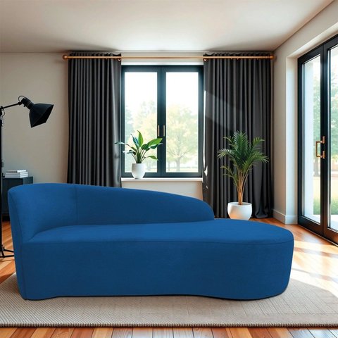Recamier Curvo Orgânico 140cm 2 Lugares Lado Direito para Sala de Estar em Linho Paris