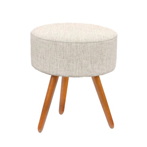 Puf Puff Para Sala Pé Palito Várias Cores 50 Cm Linho Cor:Linho Bege