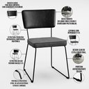 Ver imagem 4 de Kit 04 Cadeiras Decorativas Sala Jantar Allana L02 Couríssimo Preto Linho Cinza Escuro - Lyam