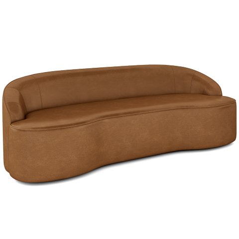 Sofá 4 Lugares Curvo Sala de Estar Living Lótus D02 Couríssimo Whisky 230 Cm B-90 - Lyam Decor