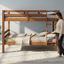 Ver imagem 4 de Cama Beliche Suspenso Solteiro Madeira MDF com Grade:Castanho Claro