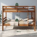 Ver imagem 2 de Cama Beliche Suspenso Solteiro Madeira MDF com Grade:Castanho Claro