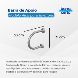 Barra de apoio para Lavatório no canto de acordo com a Norma ABNT - Barracerta - 4