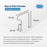 Barra de apoio Fixa no piso com curva para vaso sanitário Lado Direito em aço inox - Barracerta - 4