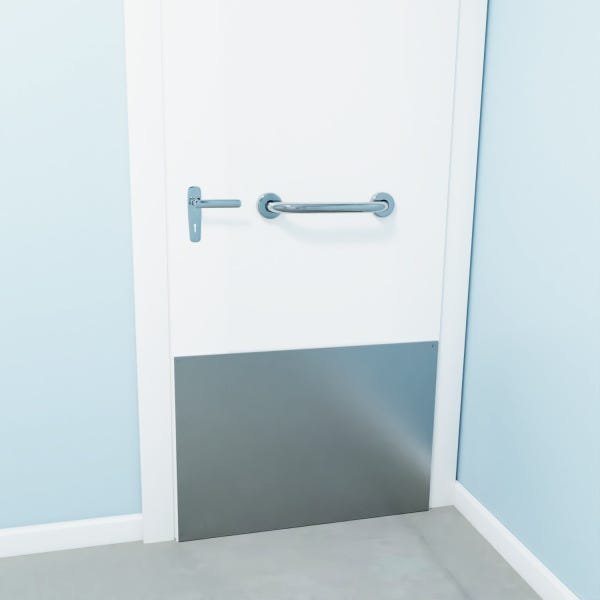 Chapa para proteção de porta de banheiro PNE em aço inox MEDIDA 80X40 - Barracerta - 2