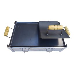 Fogão Inox a Álcool com 2 Bocas e Chapa Prensa - 9