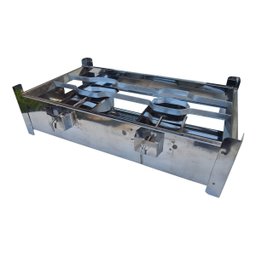 Fogão Inox a Álcool com 2 Bocas e Chapa Prensa - 5