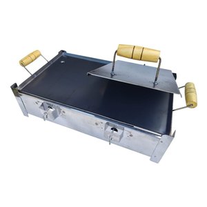 Fogão Inox a Álcool com 2 Bocas e Chapa Prensa