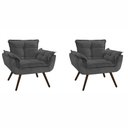 Ver imagem 1 de Conjunto 2 Poltronas Para Sala Opala Pés Palito Suede Ulisses Decor:Cinza