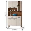 Ver imagem 4 de Kit Cozinha Savona 6 Portas 1 Gaveta MDP Nogueira Off White Kit'S Paraná