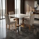 Ver imagem 2 de Conjunto Mesa de Jantar Pedro Art Assento 0,90x0,90m - Bege Claro