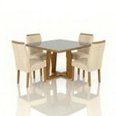 Ver imagem 1 de Conjunto Mesa de Jantar Pedro Art Assento com 4 Cadeiras 0,90 X 0,90 M:off White