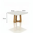 Ver imagem 2 de Conjunto Mesa de Jantar Pedro Art Assento com 4 Cadeiras 0,90 X 0,90 M:off White