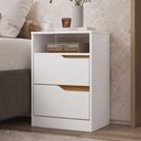Ver imagem 4 de Mesa de Cabeceira 2 Gavetas sem Pés Sole Albatroz Cinamomo Off White