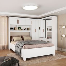 Guarda Roupa Casal Modulado Sevilha 5 Portas 8 Gavetas Premium com Cama Casal Carioca Móveis - 2