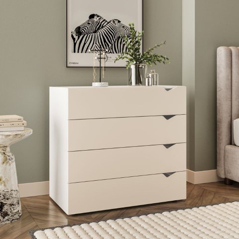 Cômoda 4 Gavetas Porto Branco Creme Politorno Móveis