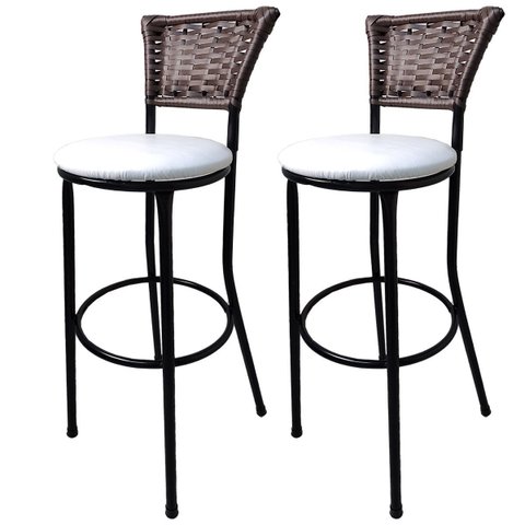 Kit 2 Banquetas Bistro Hawaii Café Assento Branco