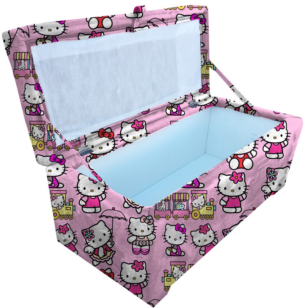 PUFF BAU SOLTEIRO INFANTIL 70 CENTIMETROS - DESENHOS ESTAMPA HELLO KITTY BEATRIZ DECOR