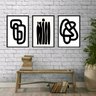 Kit 3 Quadros Decoração Minimalista Branco e preto 45x34cm:madeira Branca - 2