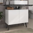 Ver imagem 2 de Gabinete Armário de Banheiro 62,5cm Retrô 2 Portas Multimóveis Mp5045 Branco/preto