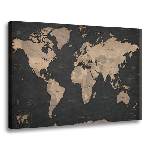 Quadro Mapa Mundi Decoração Moderna Luxuosa para Escritório