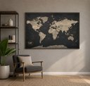 Ver imagem 2 de Quadro Mapa Mundi Decoração Moderna Luxuosa para Escritório