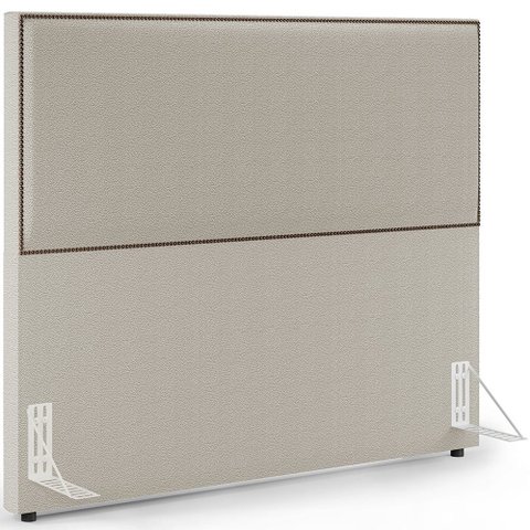 Cabeceira Box Casal Com Tachas 140 cm Vicenza L02 Bouclê Creme - Lyam Decor