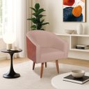 Ver imagem 1 de Poltrona Jade Decorativa Moderna Sala de Estar Quarto Escritório Conforto Corano Nozes e Suede Pés P