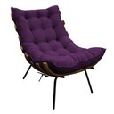 Ver imagem 2 de Kit 02 Poltronas e 02 Puffs Costela Base Fixa Suede - Doce Sonho Móveis - Roxo