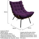 Ver imagem 3 de Kit 02 Poltronas e 02 Puffs Costela Base Fixa Suede - Doce Sonho Móveis - Roxo