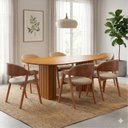 Ver imagem 1 de Conjunto Mesa de Jantar Orgânica 6 Cadeiras Estofadas Gaia  Yescasa