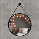 Ver imagem 1 de Espelho Redondo Adnet Minimalista Preto Fosco com Alça + Pendurador 50cm