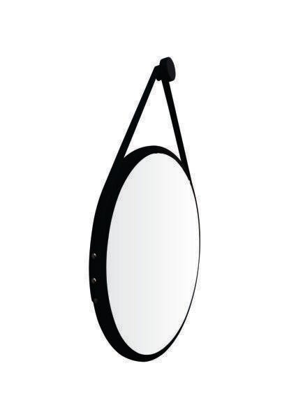 Espelho Redondo Adnet Minimalista Preto Fosco com Alça + Pendurador 60cm - 4