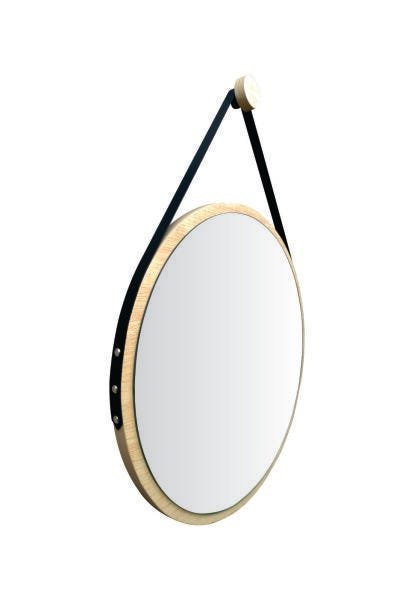 Espelho Redondo Adnet Minimalista Natural com Alça + Pendurador 60cm - 3