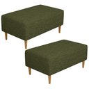 Ver imagem 1 de Kit 02 Puffs Decorativos Sala de Estar Cléo W01 Pés Palito 90 cm Linho Verde- Lyam Decor