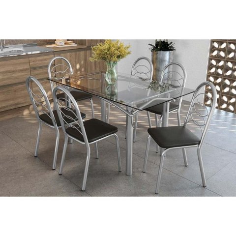 Mesa Cozinha Elba 150 + 6 Cad Holanda Cromado Kappesberg