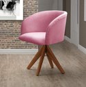 Ver imagem 2 de Poltrona Atenas Base Giratória de Madeira Cor:Suede Rosa 280