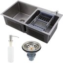 Ver imagem 1 de Cuba para cozinha pia dupla em aço inox com acessórios Awá PIngoo.casa