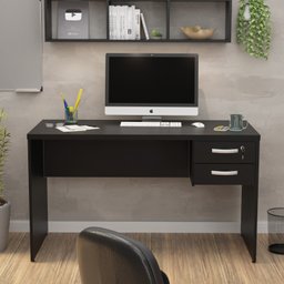 Mesa de Escritório 1.20x60 com Gaveteiro Tampo 30mm Netmobil - Preto - 3