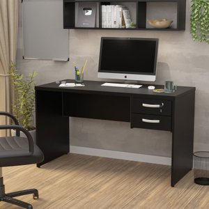 Mesa de Escritório 1.20x60 com Gaveteiro Tampo 30mm Netmobil - Preto