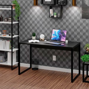 Mesa de Escritório Computador Industrial 1,35m Netmobil - Preto