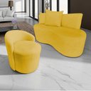 Ver imagem 1 de Kit Namoradeira + Poltrona Yara Orgânica Couro Amarelo