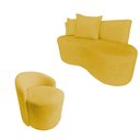 Ver imagem 2 de Kit Namoradeira + Poltrona Yara Orgânica Couro Amarelo