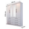 Guarda Roupa Solteiro Com Espelho, 04 Portas E 8 Gavetas Mônaco Branco - 6